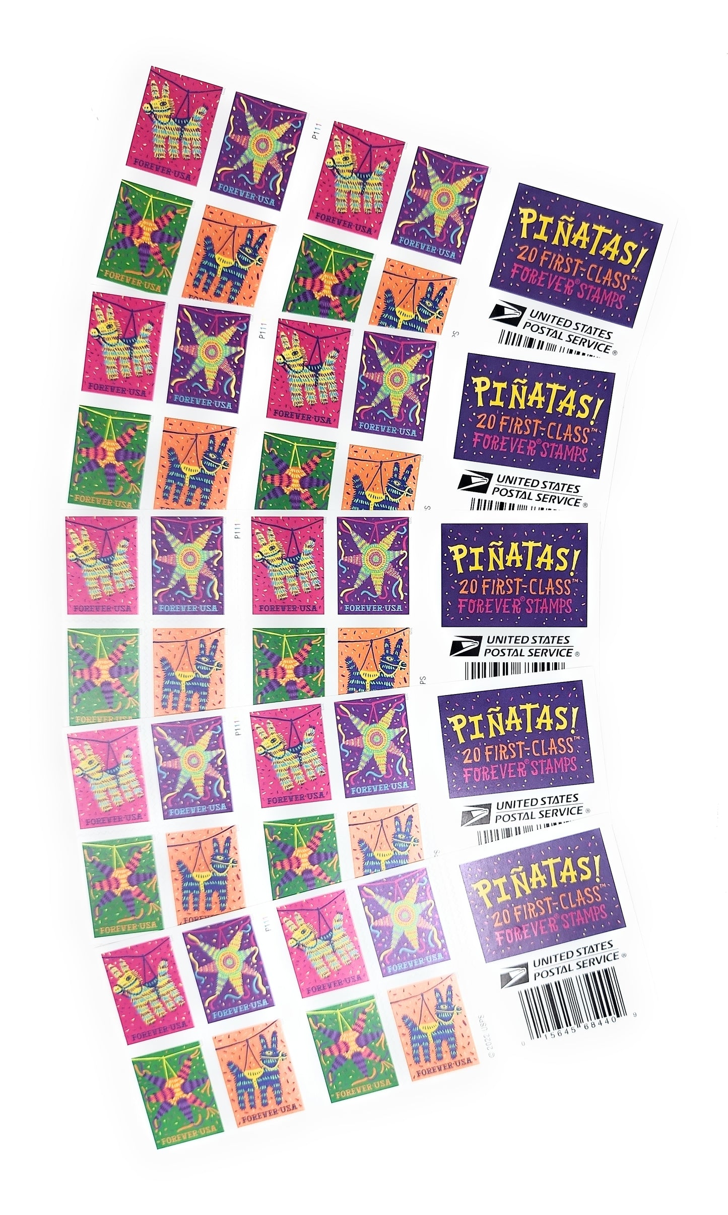 USPS Pinatas Forever Postage Stamps Celebrate Hispanic Heritage Latino Festive Celebration Party 2023 Scott #5812-5815