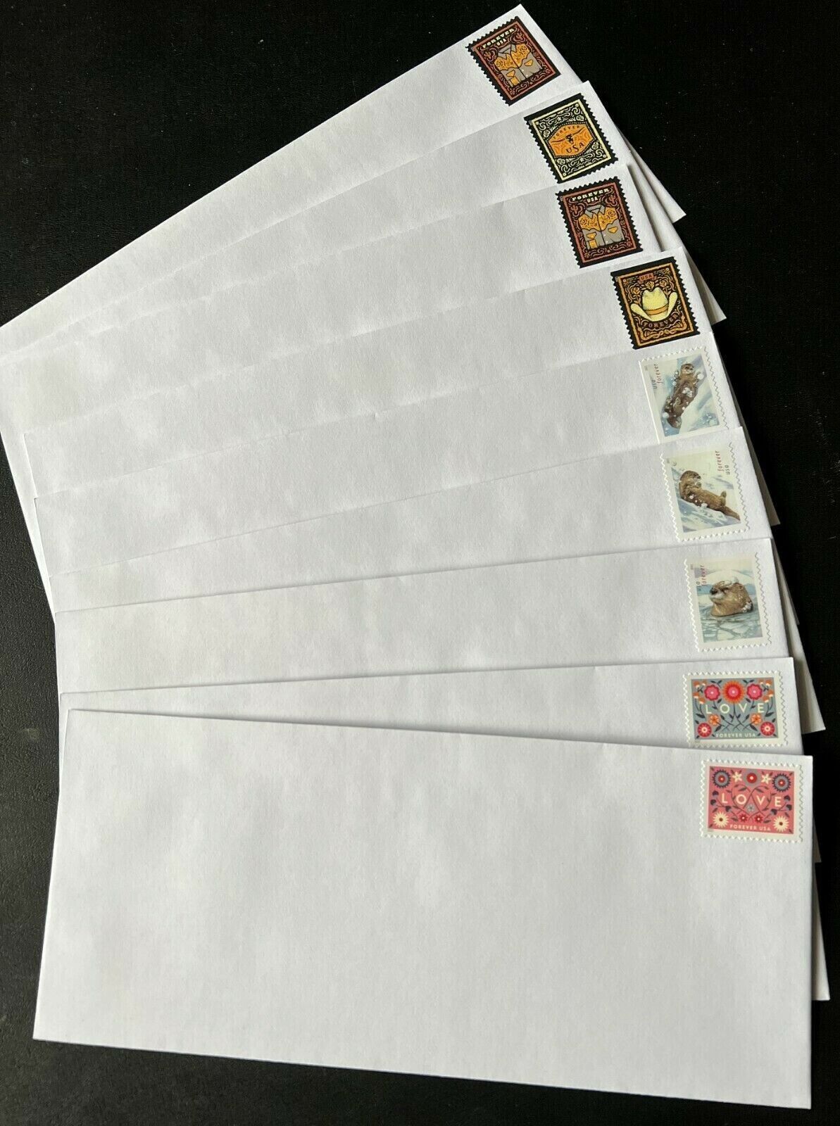 USPS Stamped Envelopes Forever Stamps Postage Attached #10 Self Seal White Security (Stamp Design Varies)