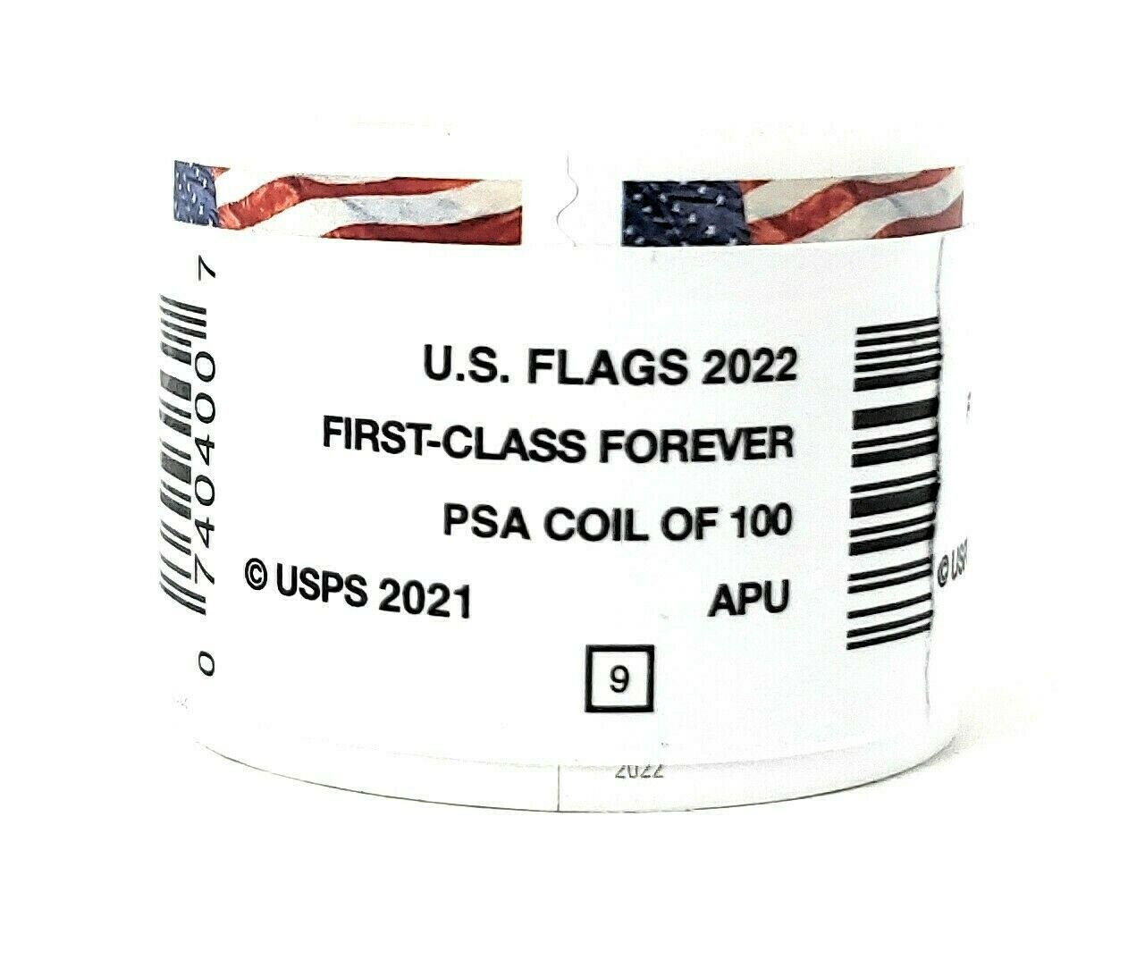 1 Roll of 100 Stamps USPS Forever Stamps U.S. Flag + Roll Dispenser Holder Case